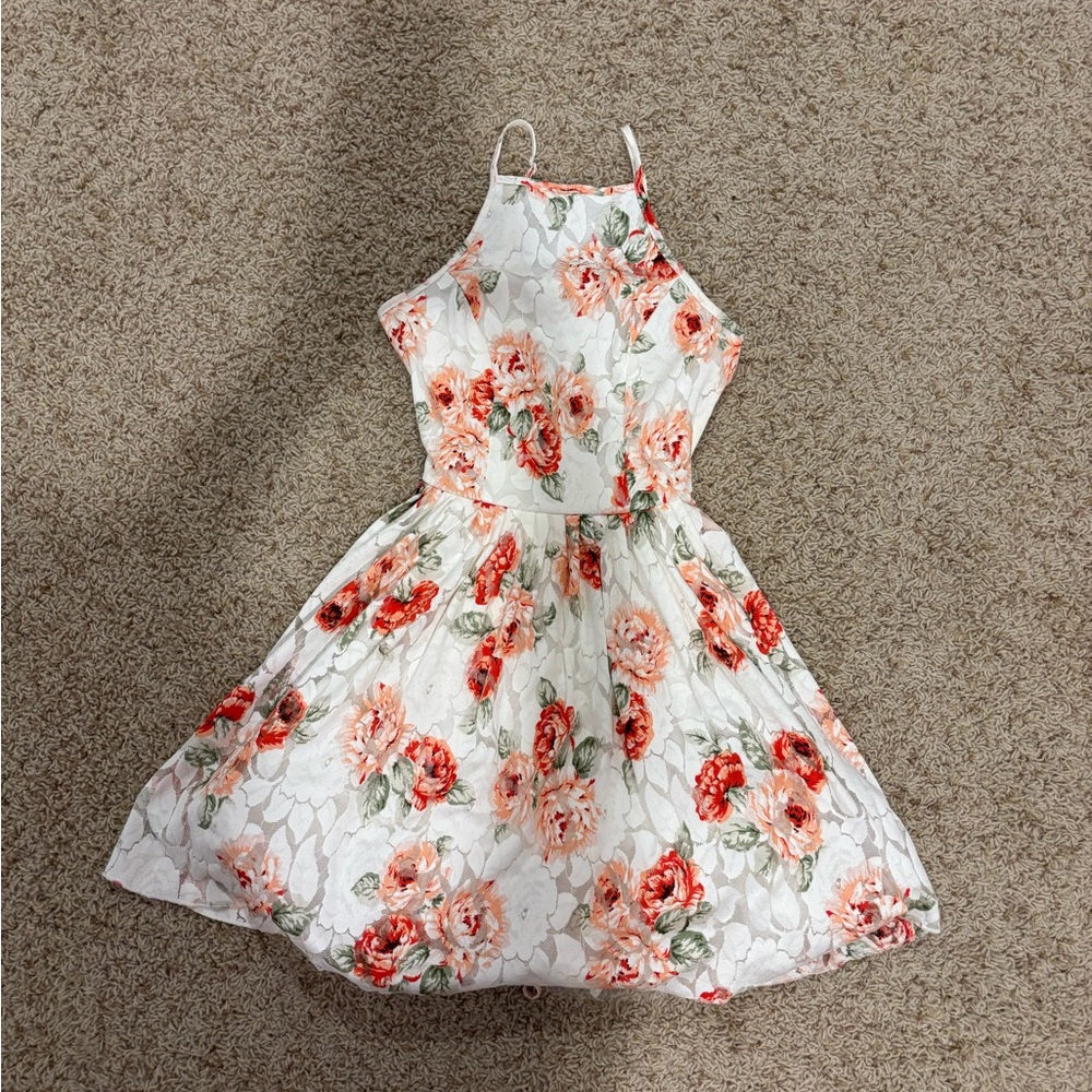 Charlotte Russe Floral Mini Dress - White and Red
